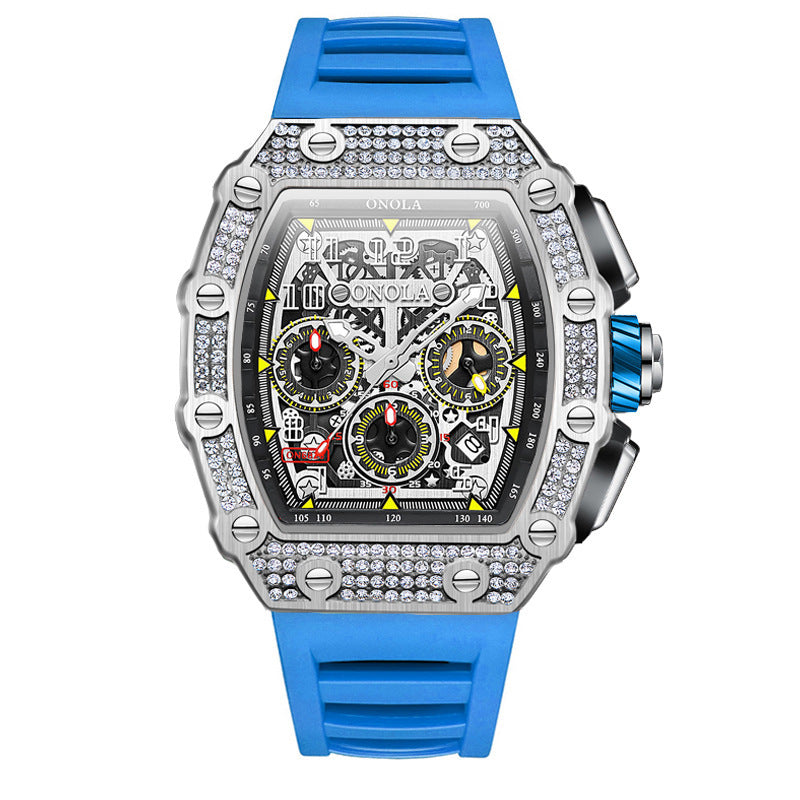 men's full diamond mechanical watch, view 10 - MRSLM