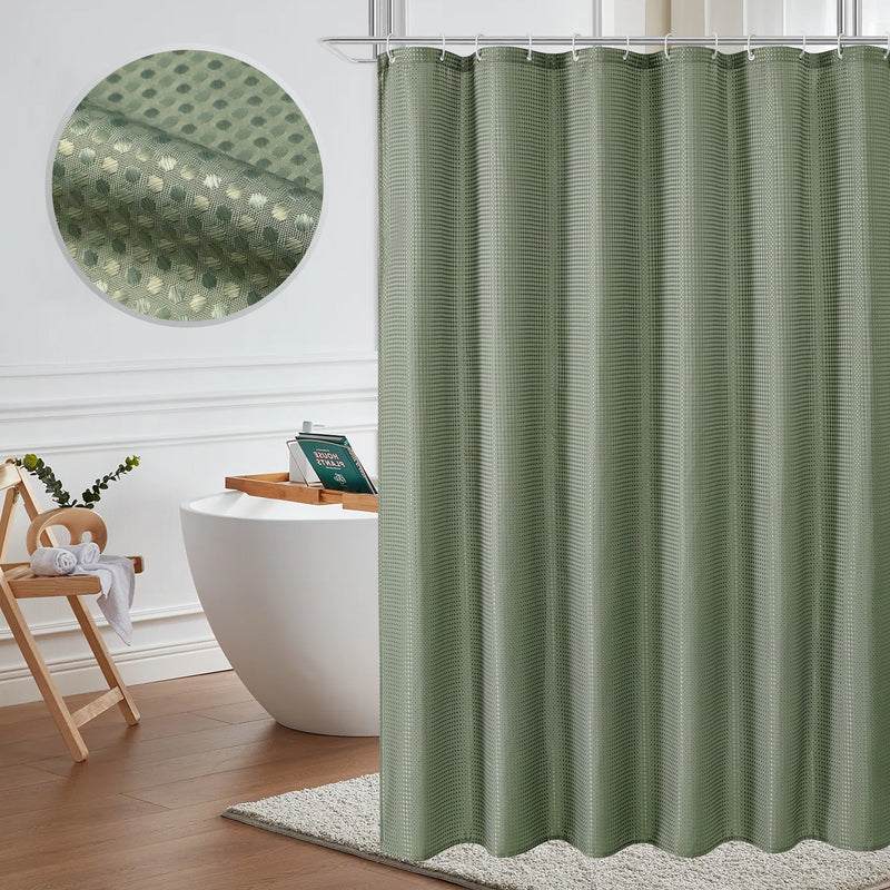 classic waffle shower curtain, view 4 - MRSLM