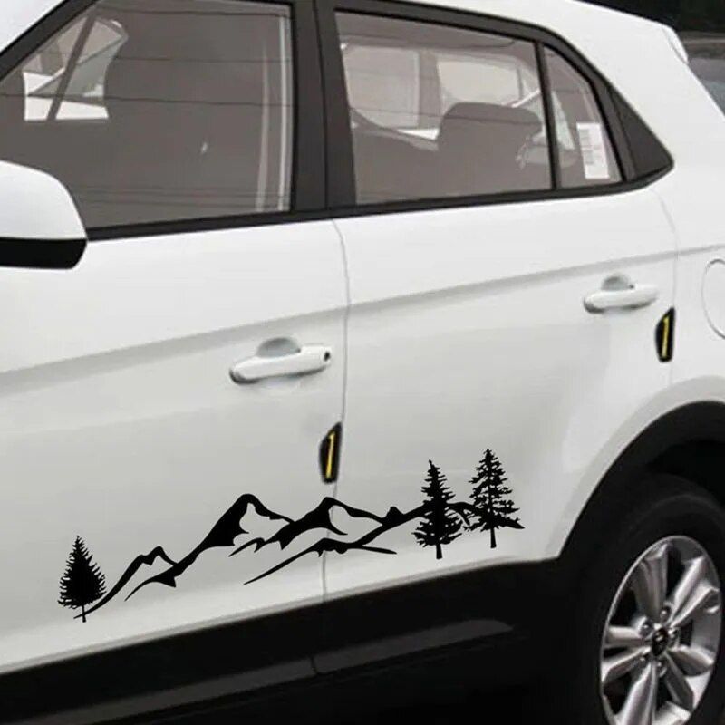 reflective mountain and tree landscape car decal, view 6 - MRSLM