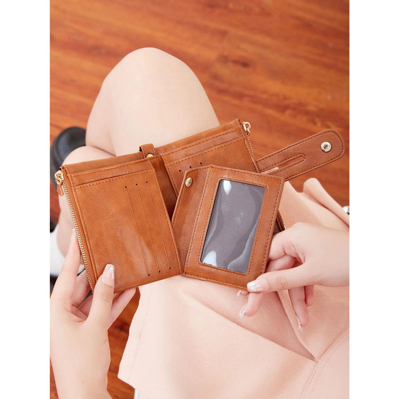 women's short pu leather wallet, view 12 - MRSLM