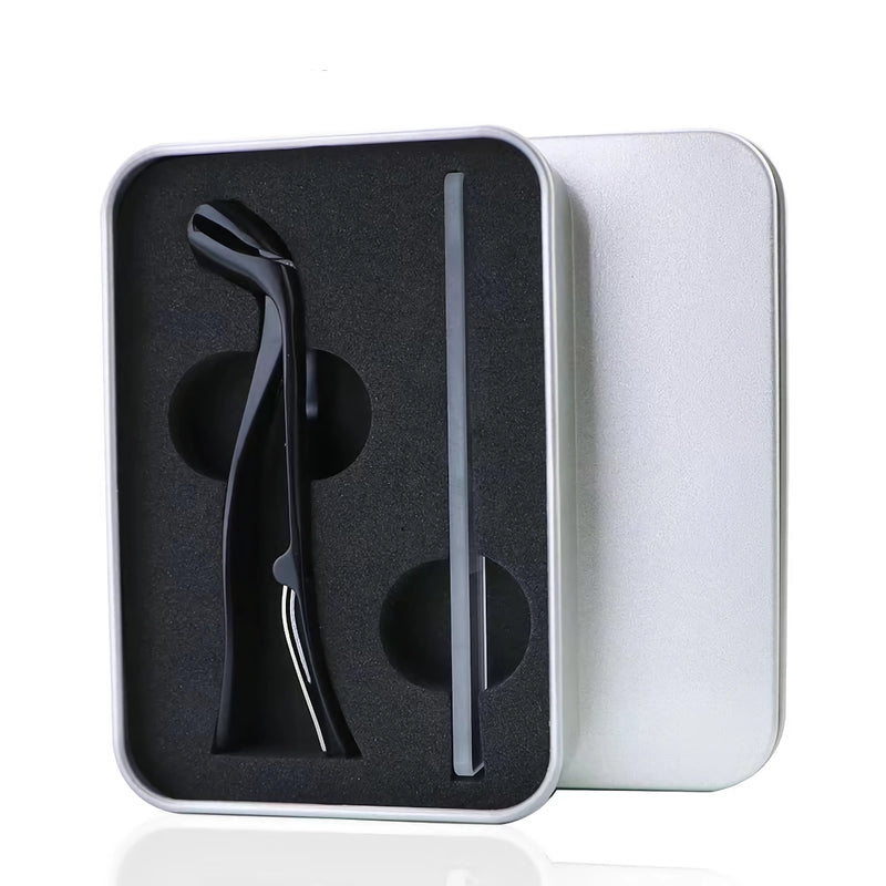 angled stainless steel toenail clipper with file, view 2 - MRSLM