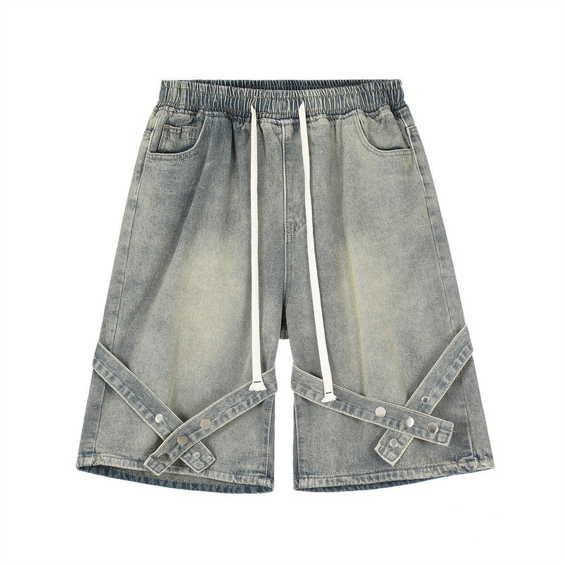 men's tie-dye denim shorts, view 4 - MRSLM
