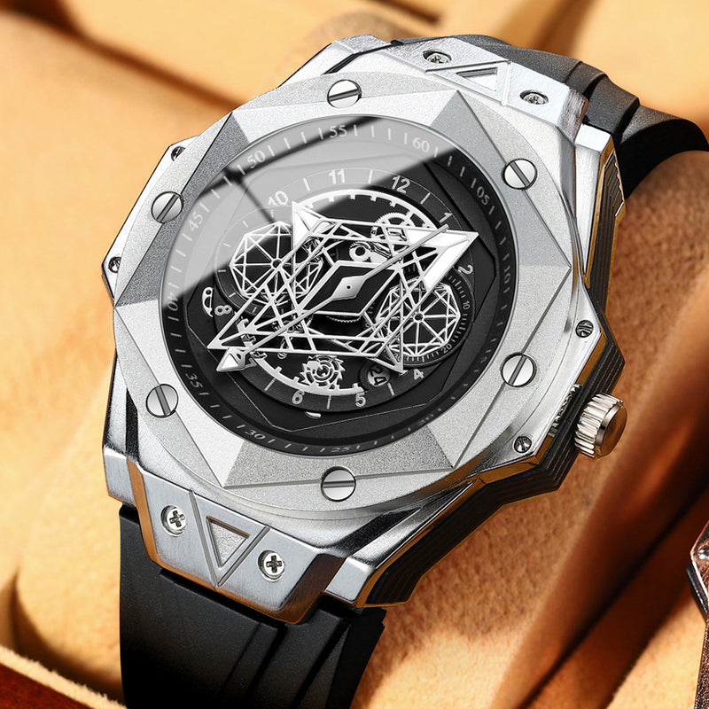 men's slim stainless steel quartz watch, view 6 - MRSLM