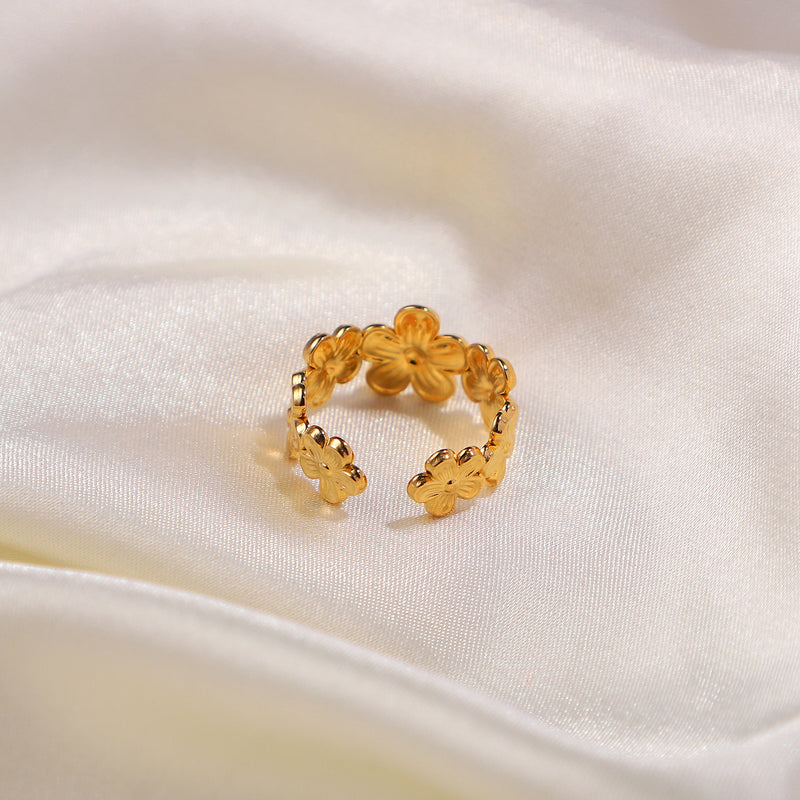 adjustable gold flower ring, view 7 - MRSLM
