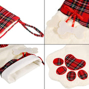 Buffalo plaid pet Christmas stocking with paw print, view 10 - MRSLM