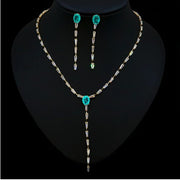 zircon long tassel collar chain set - MRSLM