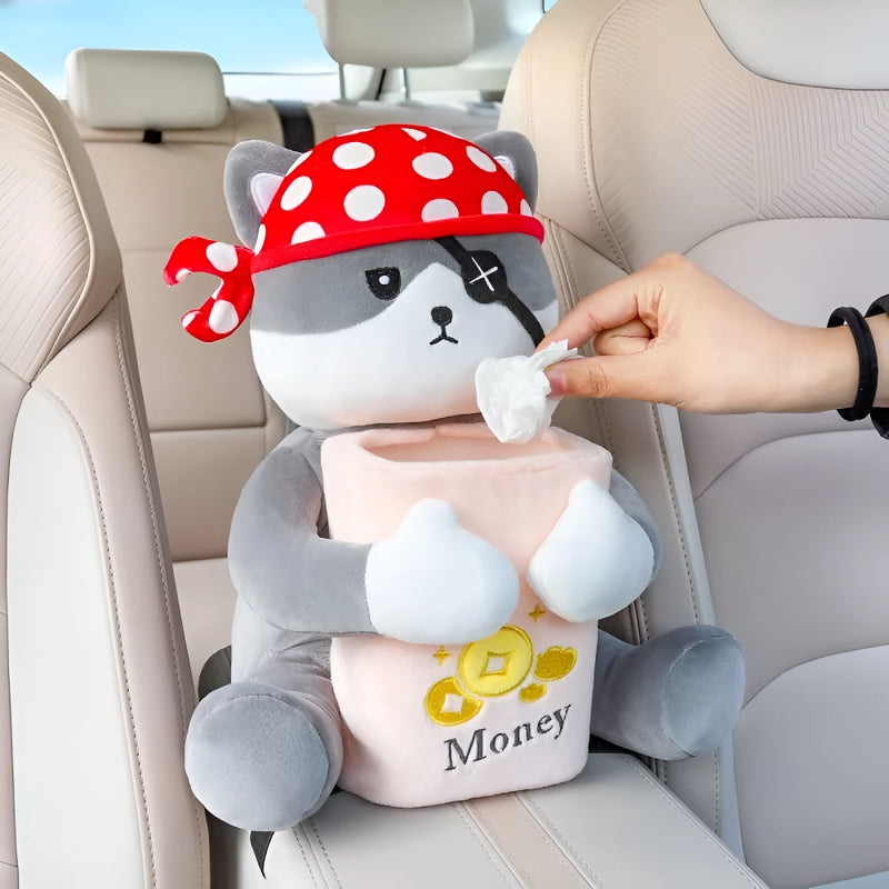 2-in-1 cute car tissue box and trash can, view 3 - MRSLM