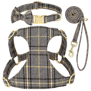 fashion dog harness leash set with bowtie, view 3 - MRSLM
