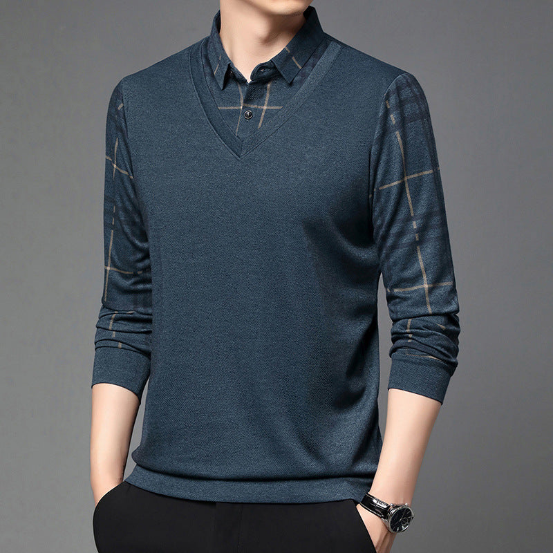 fake two-piece lapel men's t-shirt, view 7 - MRSLM