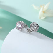 sterling silver round micro set zircon earrings, view 2 - MRSLM