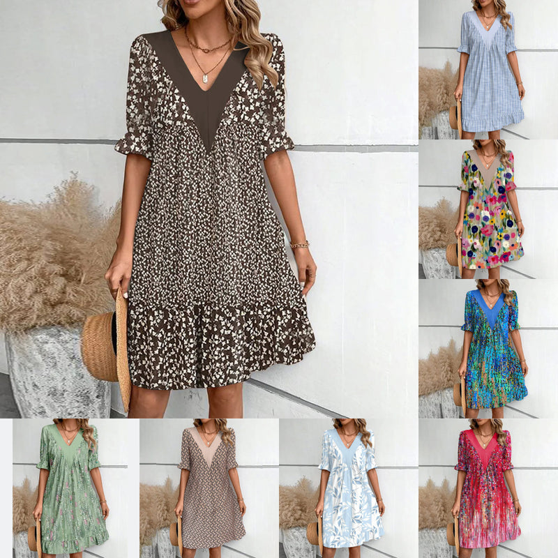 loose V-neck dress, view 2 - MRSLM
