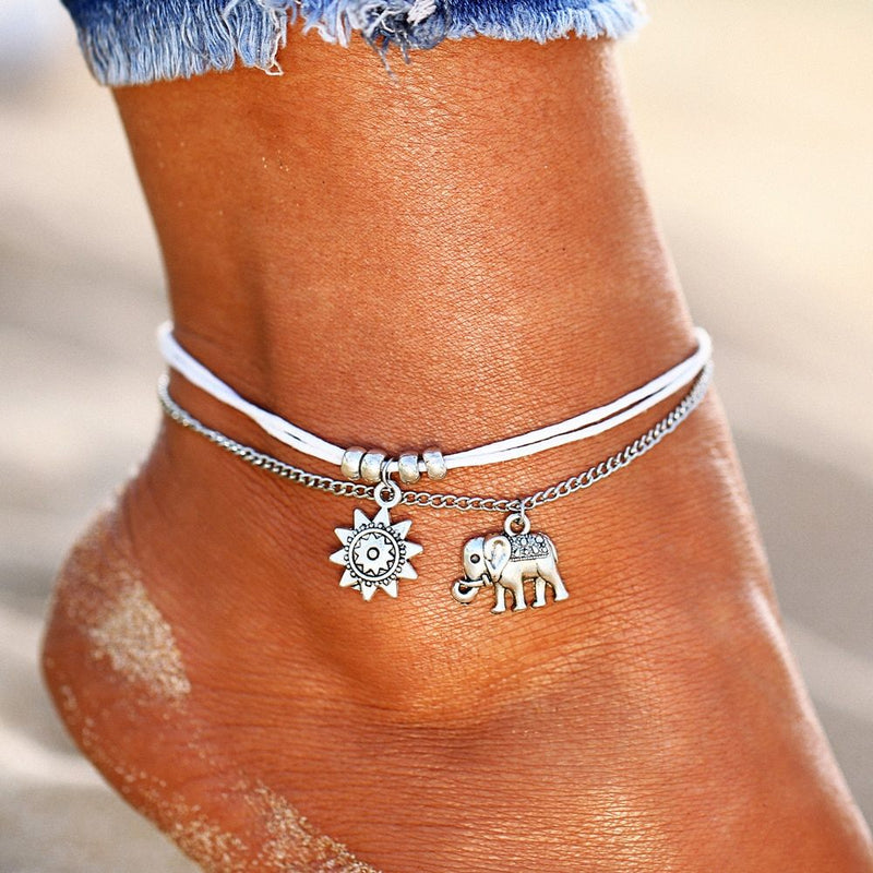 bohemian star elephant double layer anklet - MRSLM