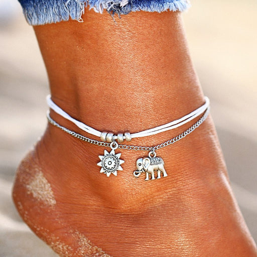 bohemian star elephant double layer anklet - MRSLM