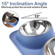 stainless steel tilted double dog bowl, view 6 - MRSLM