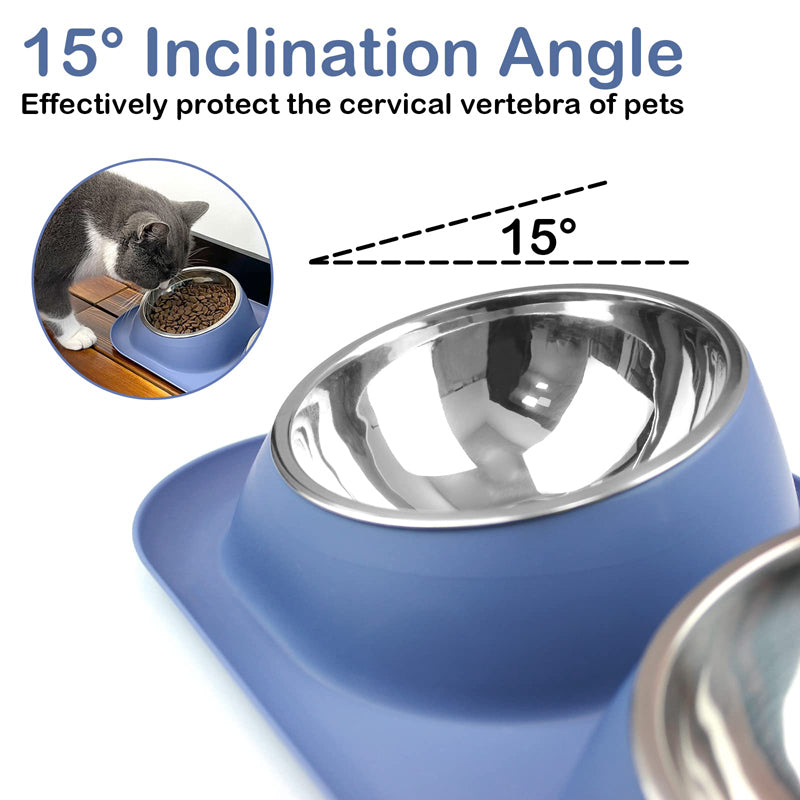 stainless steel tilted double dog bowl, view 6 - MRSLM