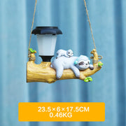 solar-powered resin sloth squirrel statue, view 2 - MRSLM