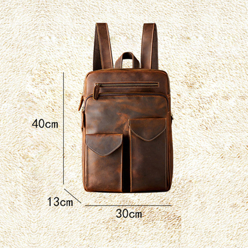 crazy horse leather backpack, view 6 - MRSLM