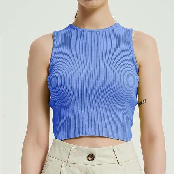 Sleeveless knitted crop top, view 2 - MRSLM