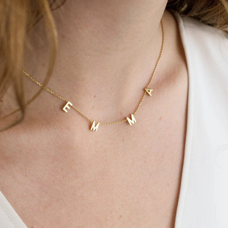 personalized letter name necklace, view 4 - MRSLM