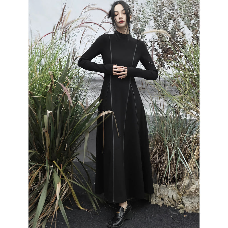 french knit stand-collar dress, view 4 - MRSLM