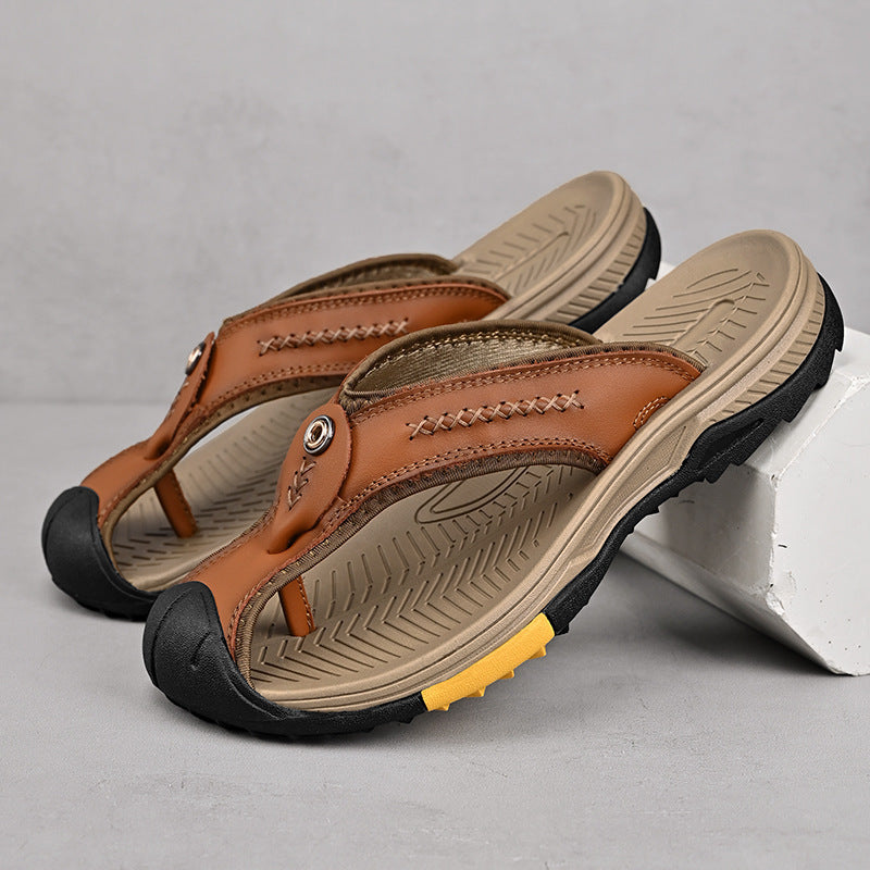 men's leather flip-flops, view 2 - MRSLM