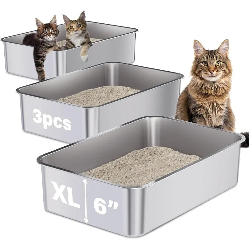 stainless steel cat litter box 3-pack - MRSLM
