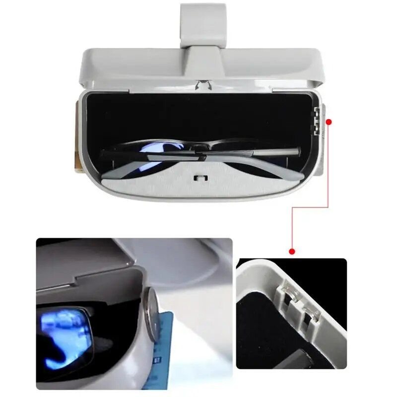 Compact car visor sunglasses and card holder, view 9 - MRSLM