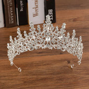 Crystal bridal jewelry set with choker, earrings and tiara, view 8 - MRSLM