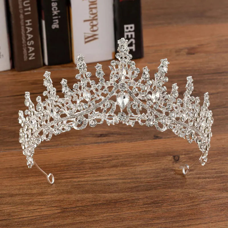 Crystal bridal jewelry set with choker, earrings and tiara, view 8 - MRSLM