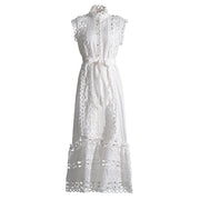 round neck hollow-out long dress, view 5 - MRSLM