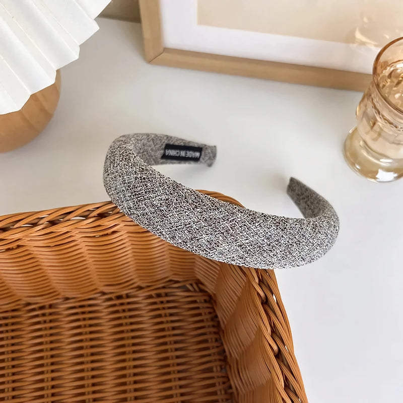 elegant retro plaid wide hairband, view 3 - MRSLM