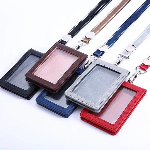 pu leather id holder with neck strap - MRSLM