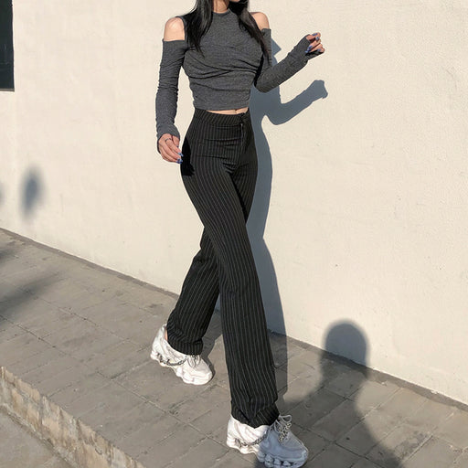 striped straight leg suit pants - MRSLM