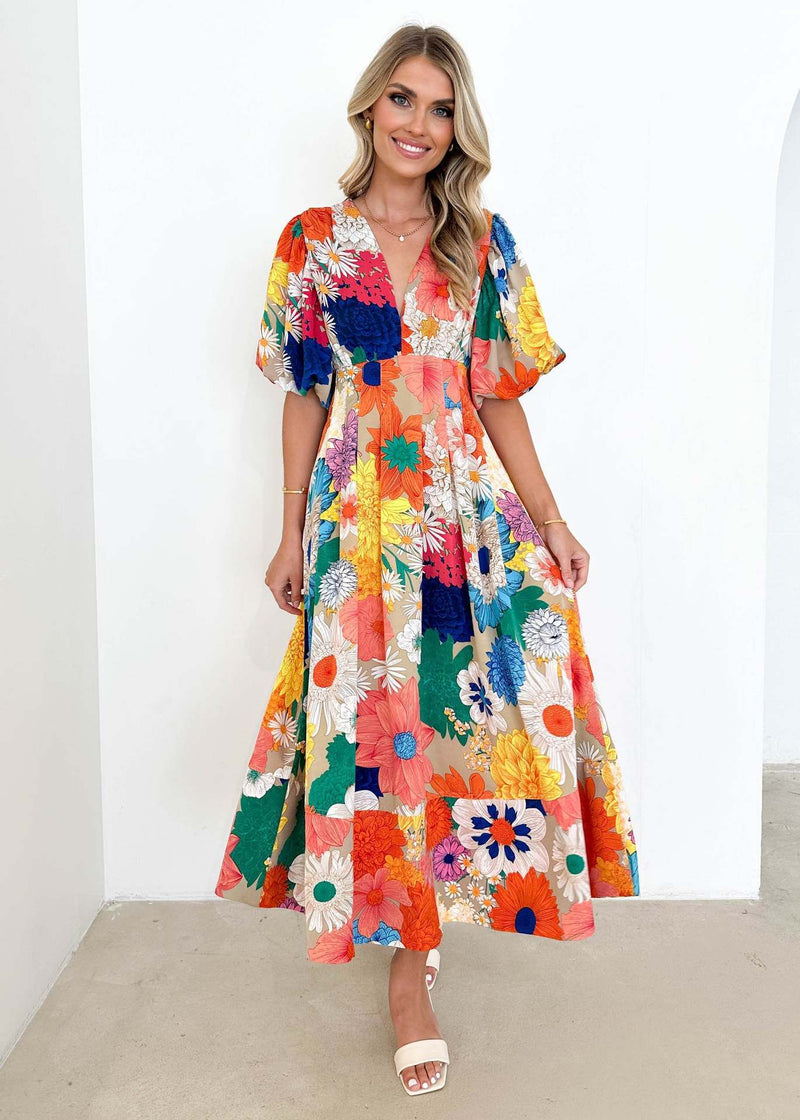 women's summer floral print dress, view 5 - MRSLM