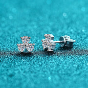 sterling silver moissanite clover earrings, view 3 - MRSLM