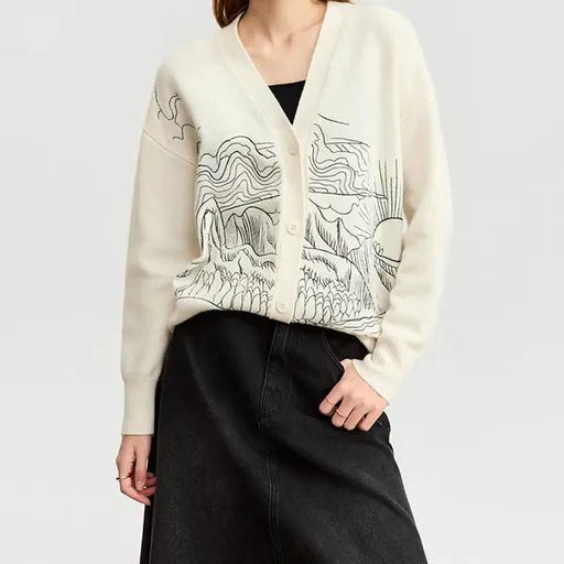 Wool V-neck embroidered cardigan - MRSLM