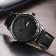 men's leather quartz watch, view 5 - MRSLM