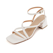 square heel leather sandals, view 3 - MRSLM