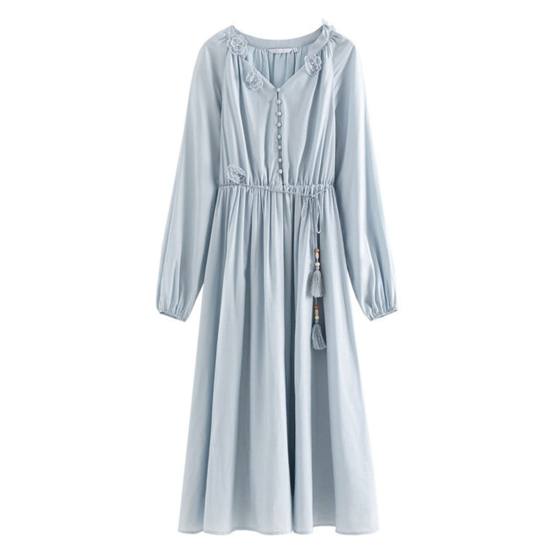 french pastoral long-sleeved dress, view 2 - MRSLM