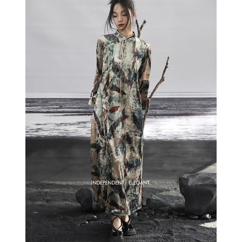 dark velvet retro long dress, view 6 - MRSLM
