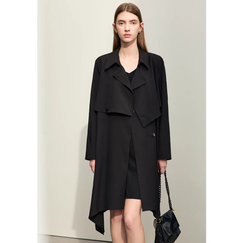 minimalist trench coat with belt, view 3 - MRSLM