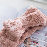 coral fleece bow headband, view 11 - MRSLM