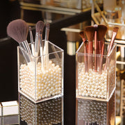 plastic makeup brush holder with acrylic rack, view 2 - MRSLM