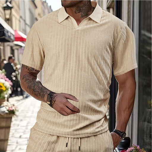 men's crew neck t-shirt and shorts set - MRSLM