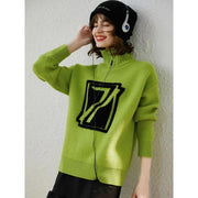 Women's thick color block sweater, view 6 - MRSLM