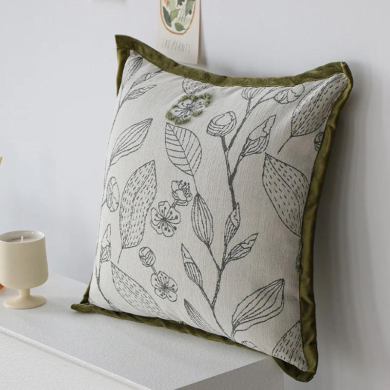 elegant green jacquard decorative pillow cover, view 11 - MRSLM