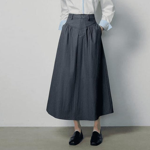 vintage dark gray mid-length skirt, view 2 - MRSLM