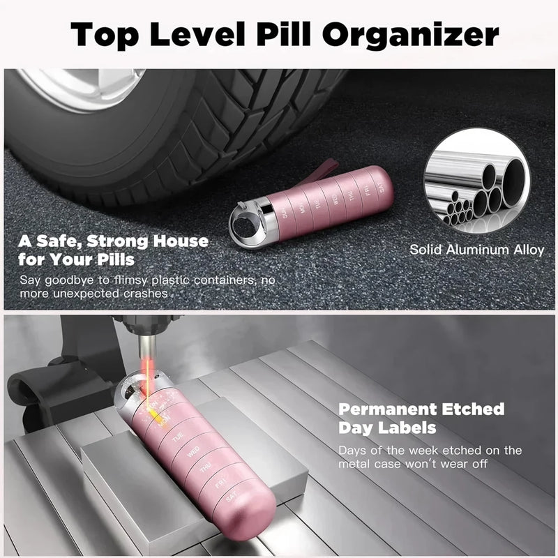 waterproof metal weekly pill box, view 7 - MRSLM
