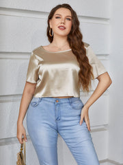 women's short sleeve backless t-shirt in gold, view 6 - MRSLM