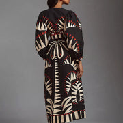 v-neck floral long dress, view 4 - MRSLM
